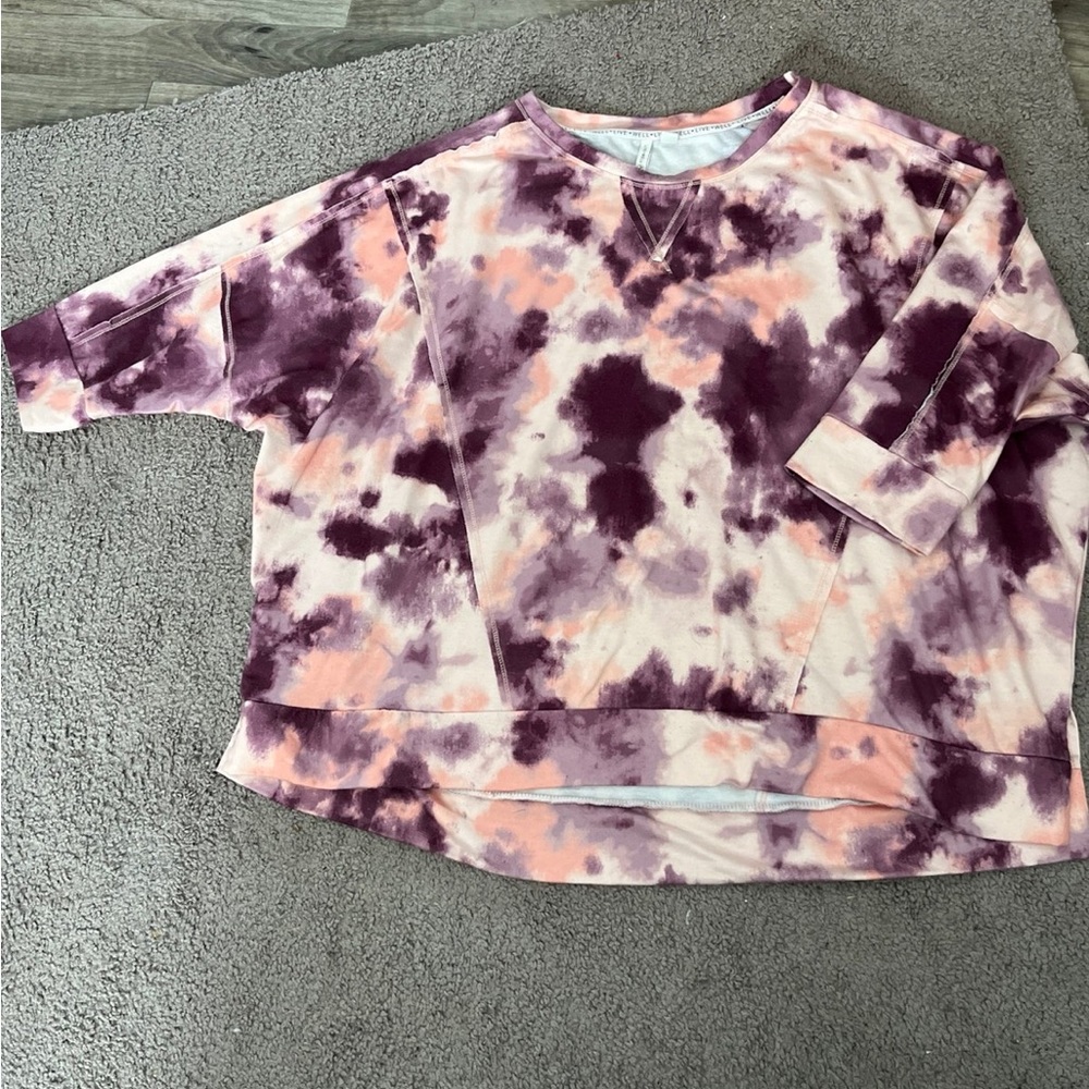 Live well tie dye purple and peach sweater size 18/20W